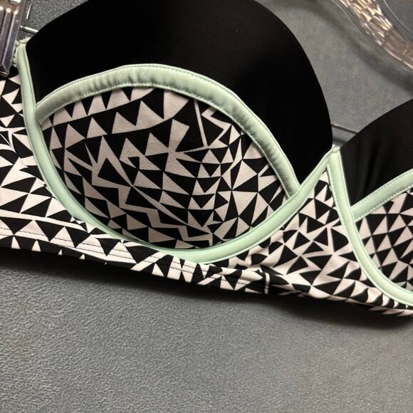 Xhilaration Bikini Top Womens Large Geometric Padded Push Up Double Strap Beachy - Picture 5 of 11